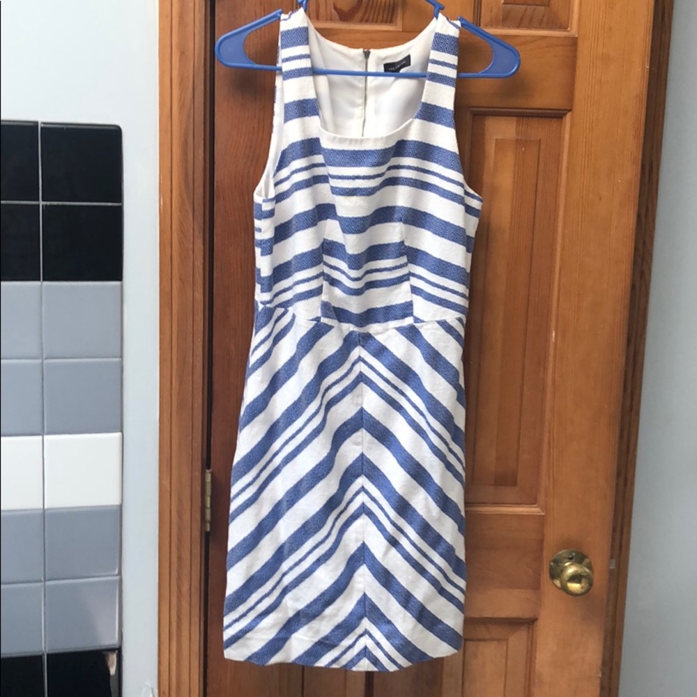White and blue sheath dress